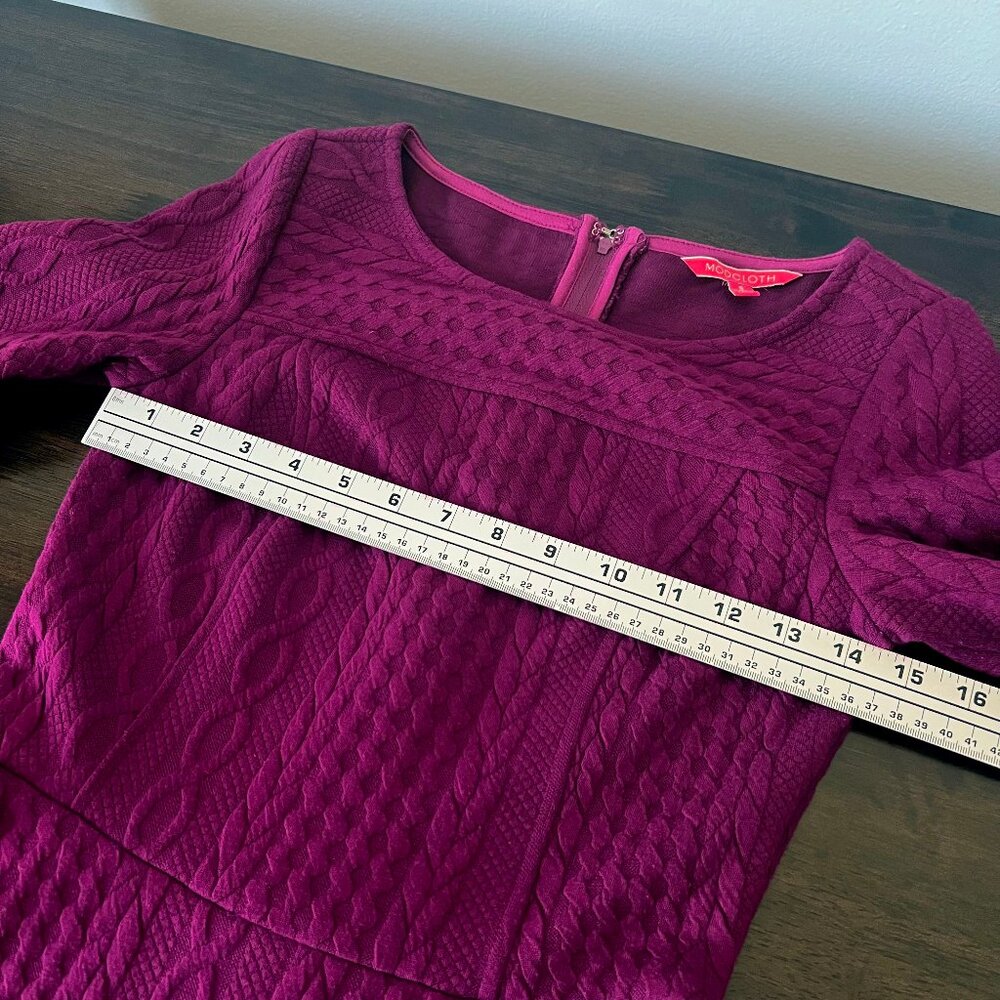 Modcloth Maroon Cable Knit Dress Size Small, 3/4 sleeve - Picture 8 of 13